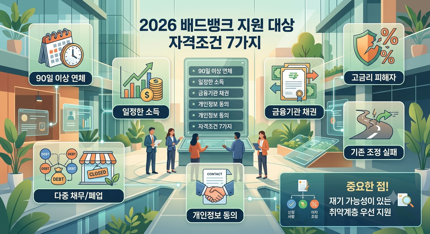 2026 배드뱅크 지원 대상 자격조건 7가지
