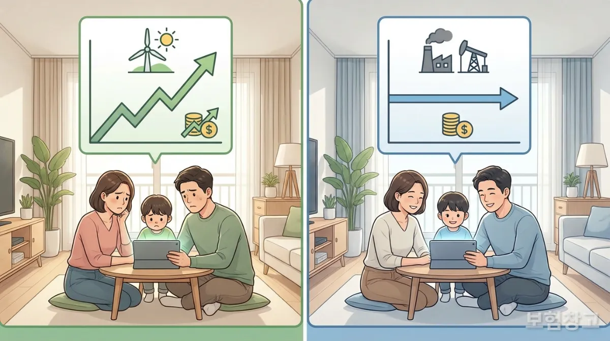 갱신형과 비갱신형 보험료 추이를 비교하는 그래프