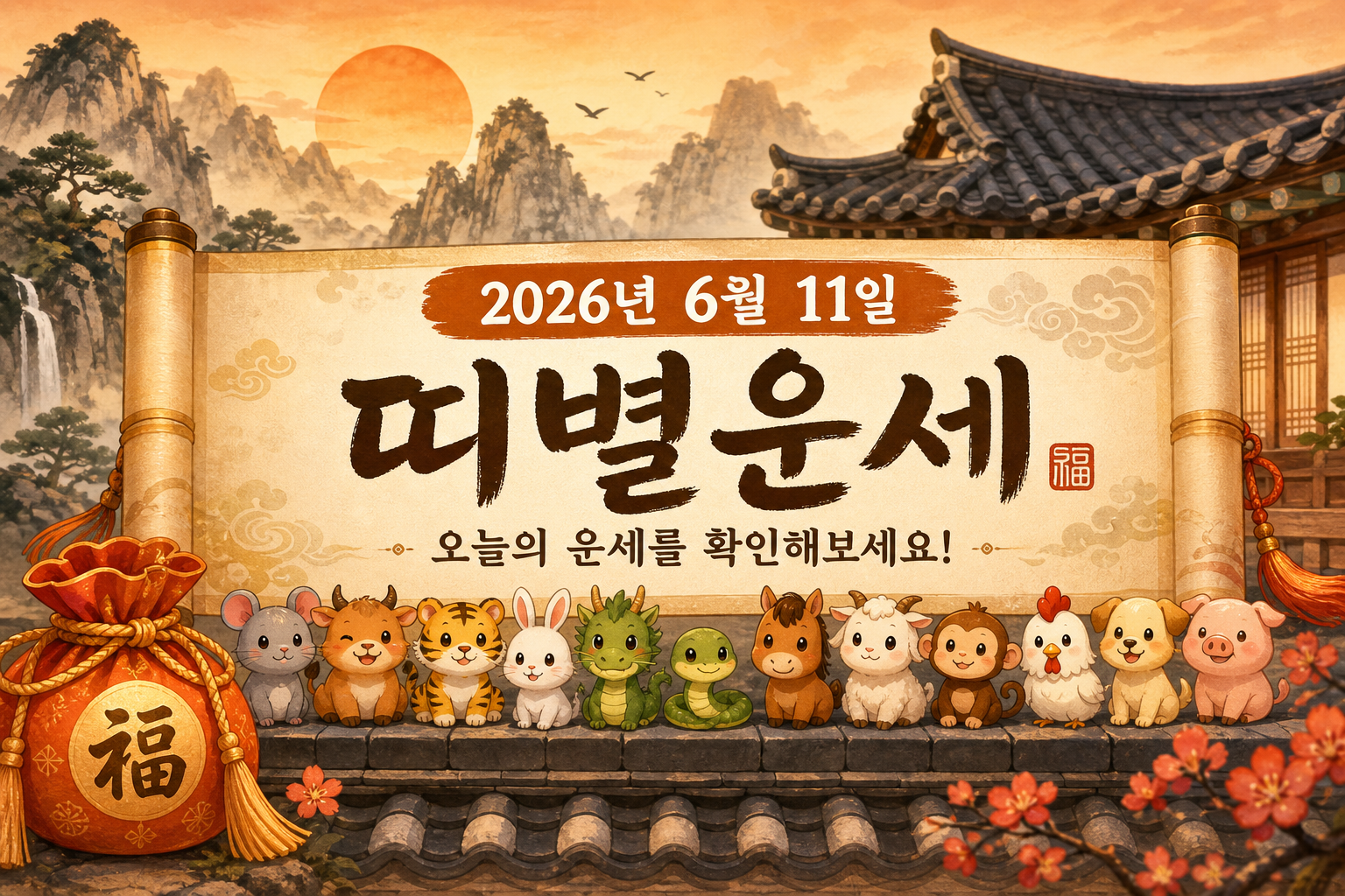2026년 6월 11일 띠별운세 무료 보기 만세력 2D 이미지