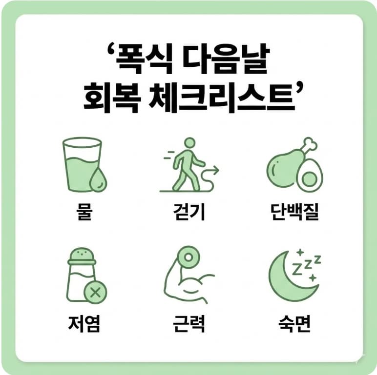 폭식 다음날 회복 체크리스트 인포그래픽
