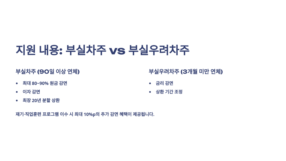 지원 내용: 부실차주 vs 부실우려차주