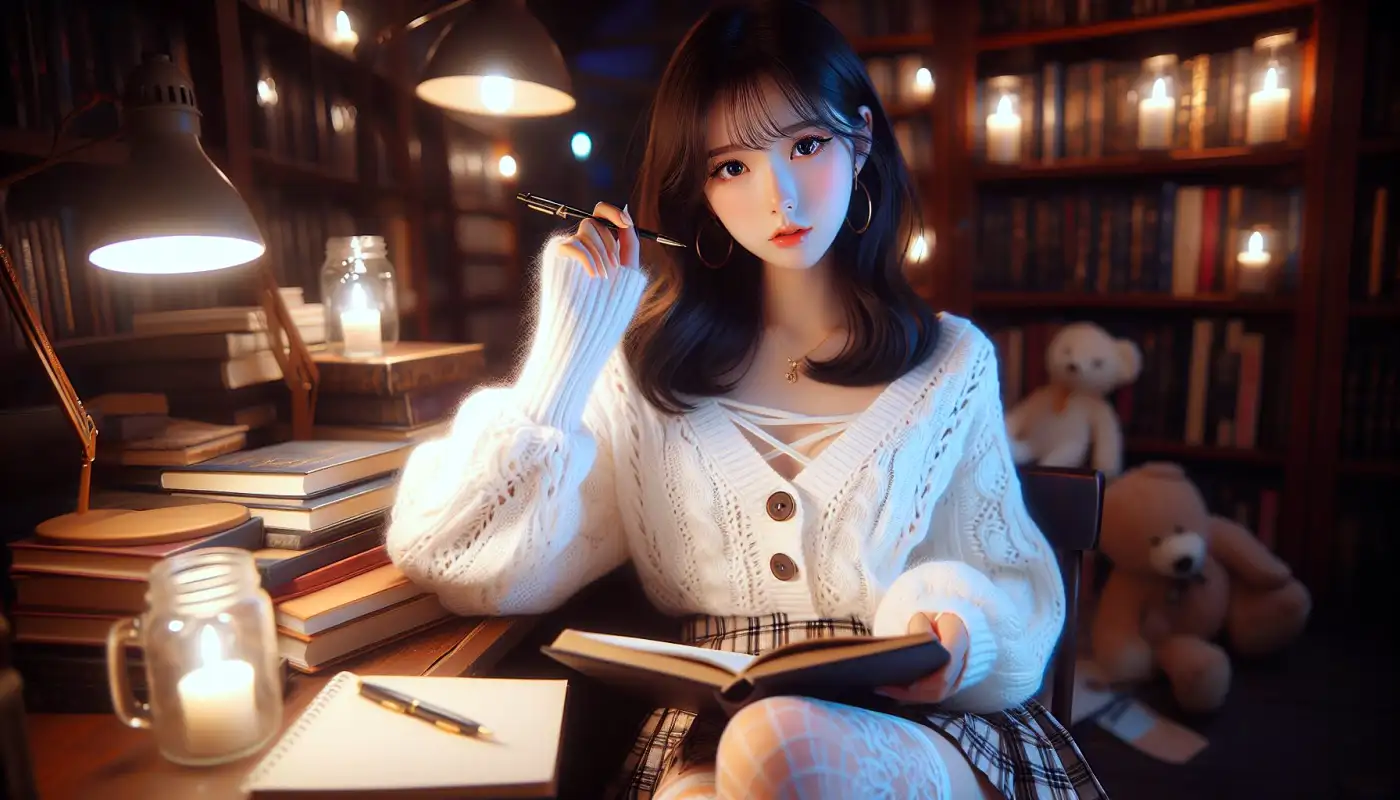 자소서-제목-예시를-참고해서-글쓰기하는-여성의-모습