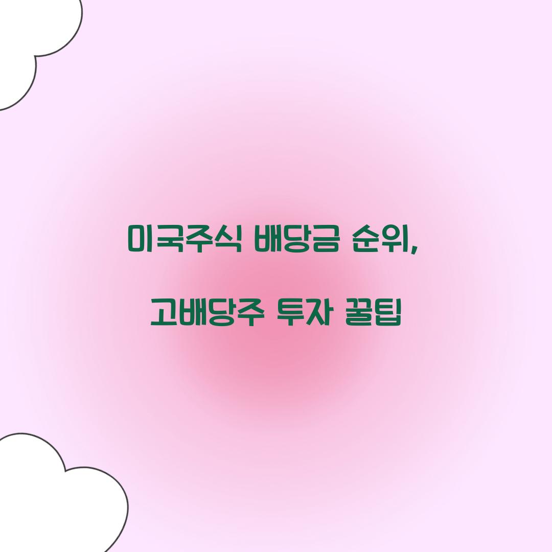 미국주식 배당금 순위
