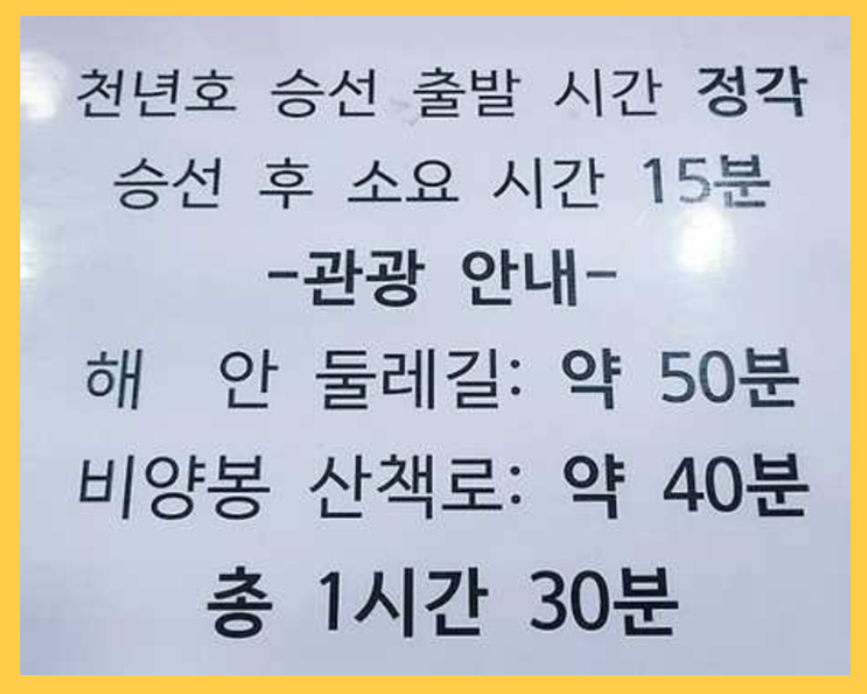 비양도 배시간표