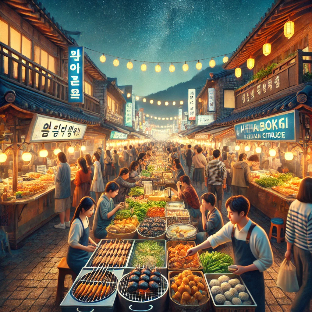 제주도의 야시장 풍경과 다양한 먹거리