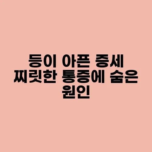 등이 아픈 증세 찌릿한 통증에 숨은 원인