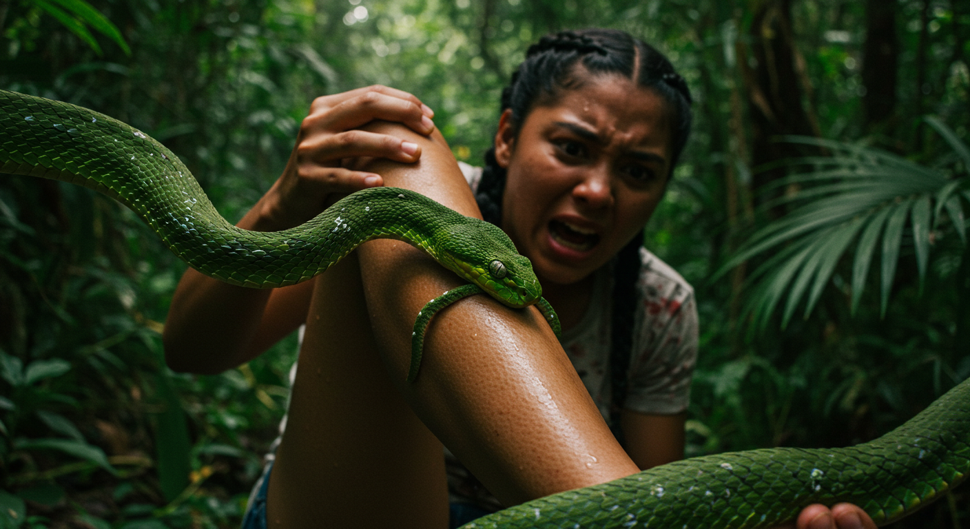 뱀에 물리는 모습