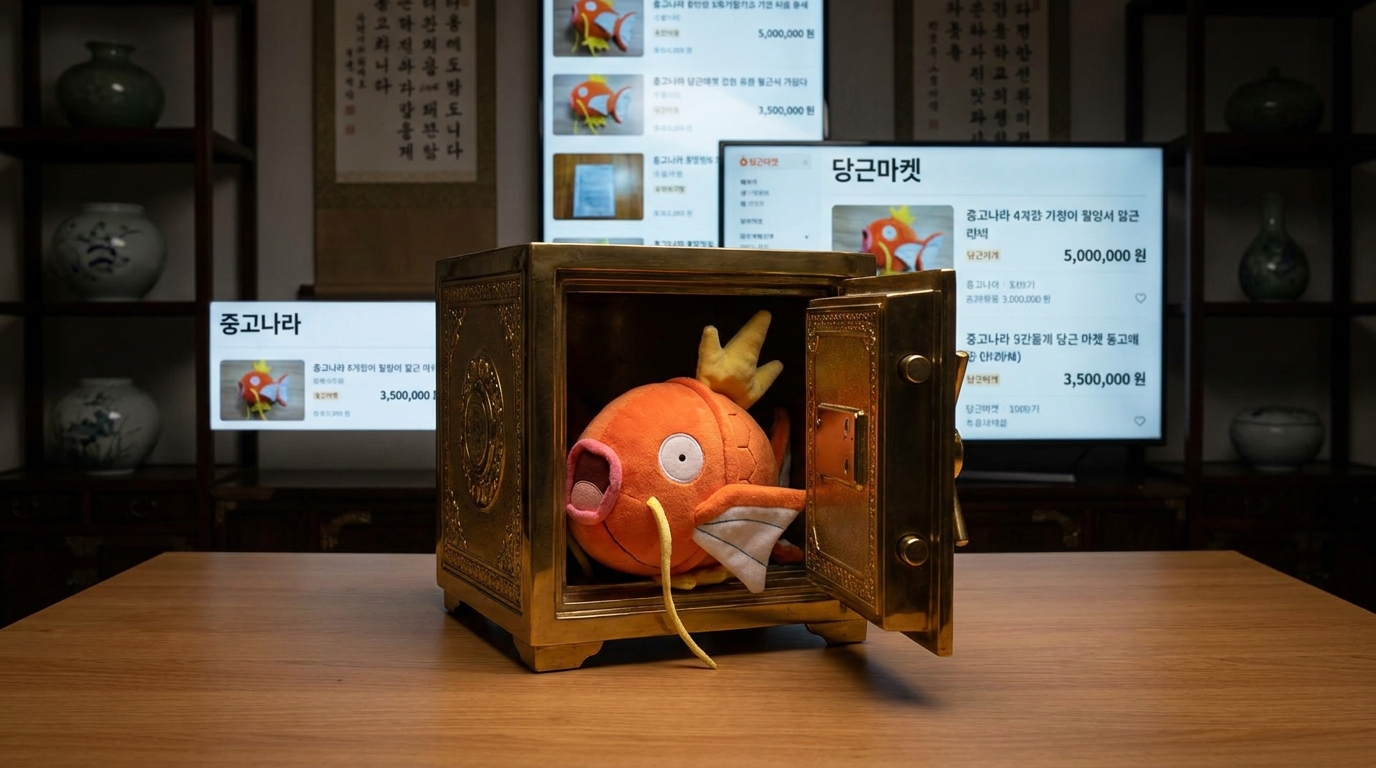성수동 포켓몬 종료로 인해 가치가 수직 상승한 잉어킹 한정판 굿즈