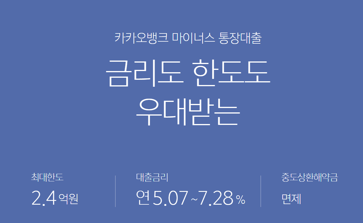카카오뱅크 마이너스통장 안내 이미지