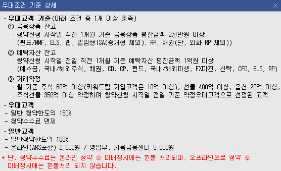 키움증권-우대고객-조건