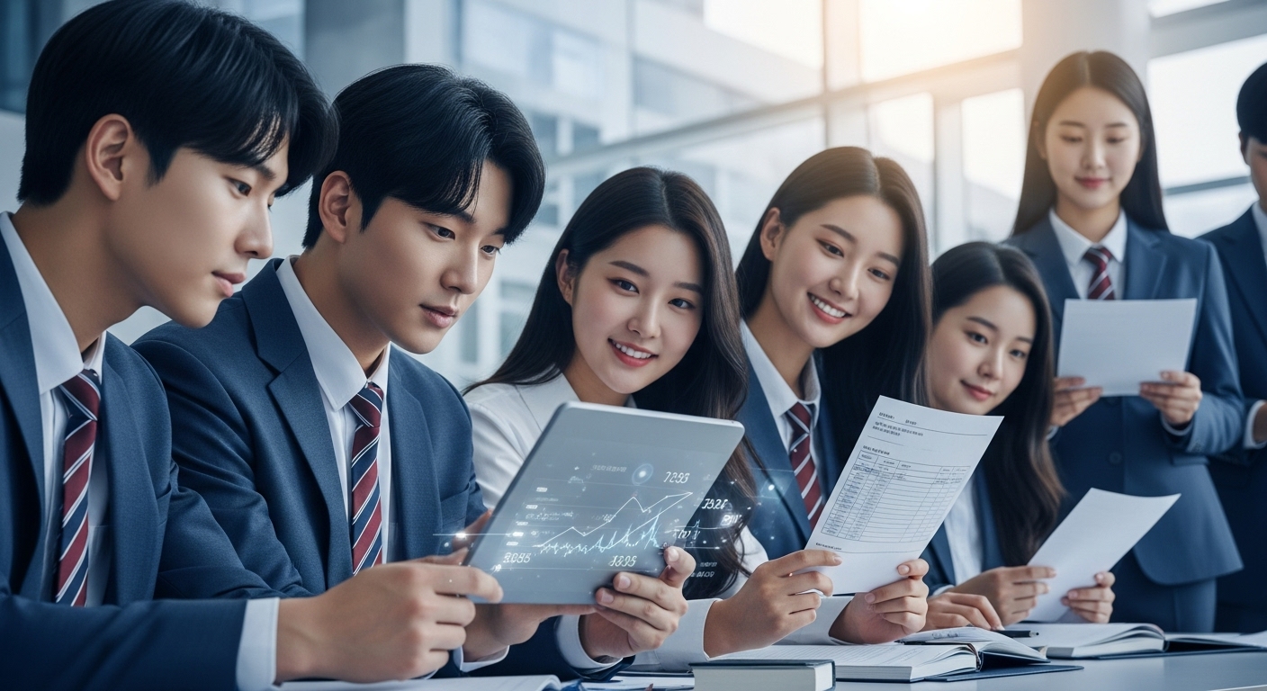 2025학년도 수능 성적표를 확인하며 미래를 계획하는 학생들의 모습.