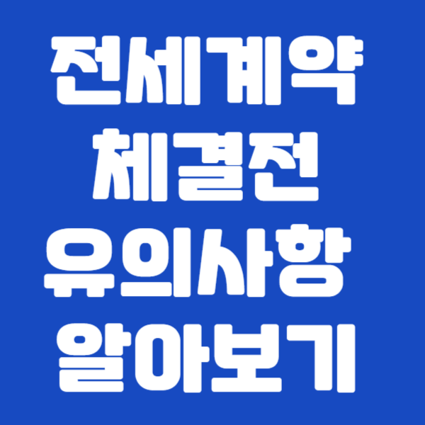 전세계약 체결전 유의사항