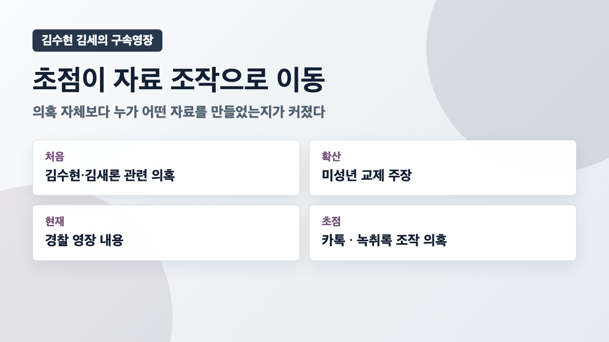 김수현 김세의 구속영장 자료 조작 카드