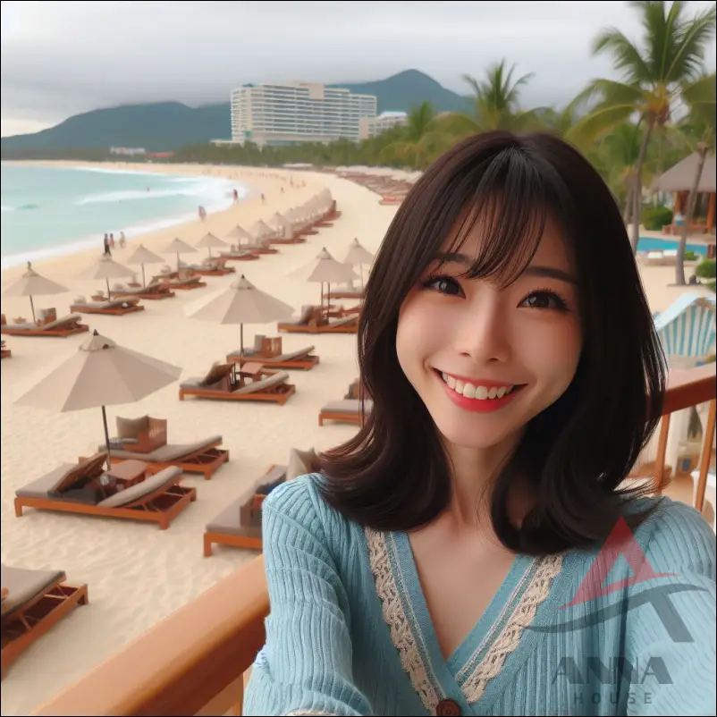 베트남 다낭으로 여행 떠나며 준비물 잘 챙겨서 기념촬영중인 여행자