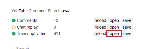 유튜브 스크립트(자막) 대본 추출 방법 7가지(2024년) - undefined - 4. YCS(youtube comment search) 3.open 클릭