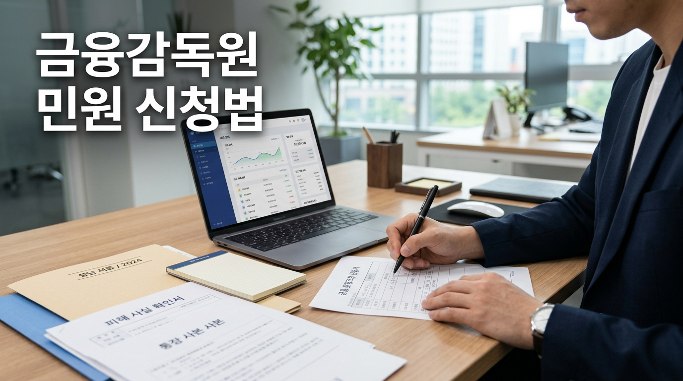 금융감독원 민원 신청 서류를 작성하는 모습을 보여주는 사진