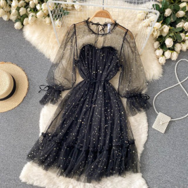 연말원피스 시스루 글리터 파티룩 수입 크리스마스원피스