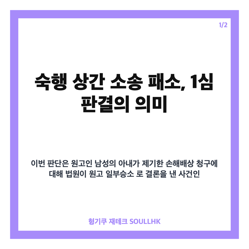 숙행 상간 소송 패소, 1심 원고 일부승소 판결 핵심 정리 카드뉴스 1