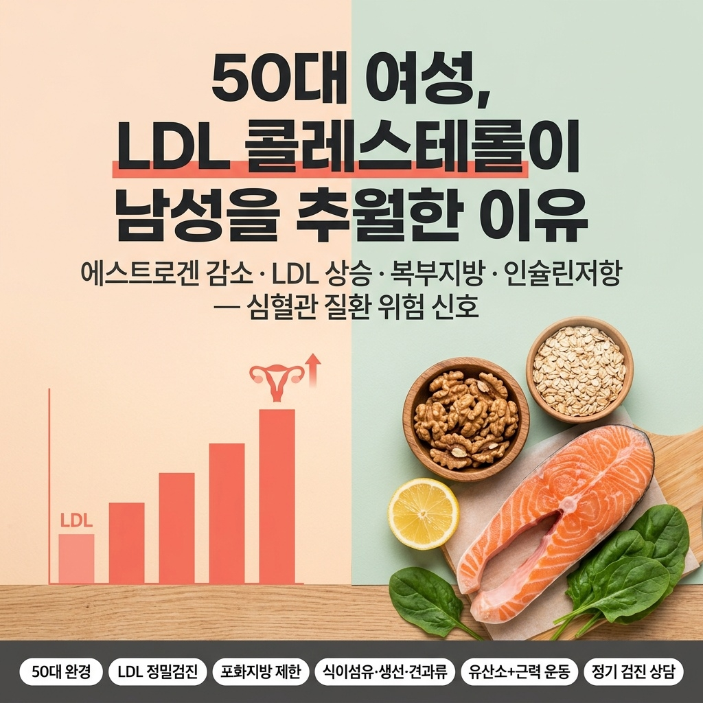 50대 여성 콜레스테롤, 남성보다 높다