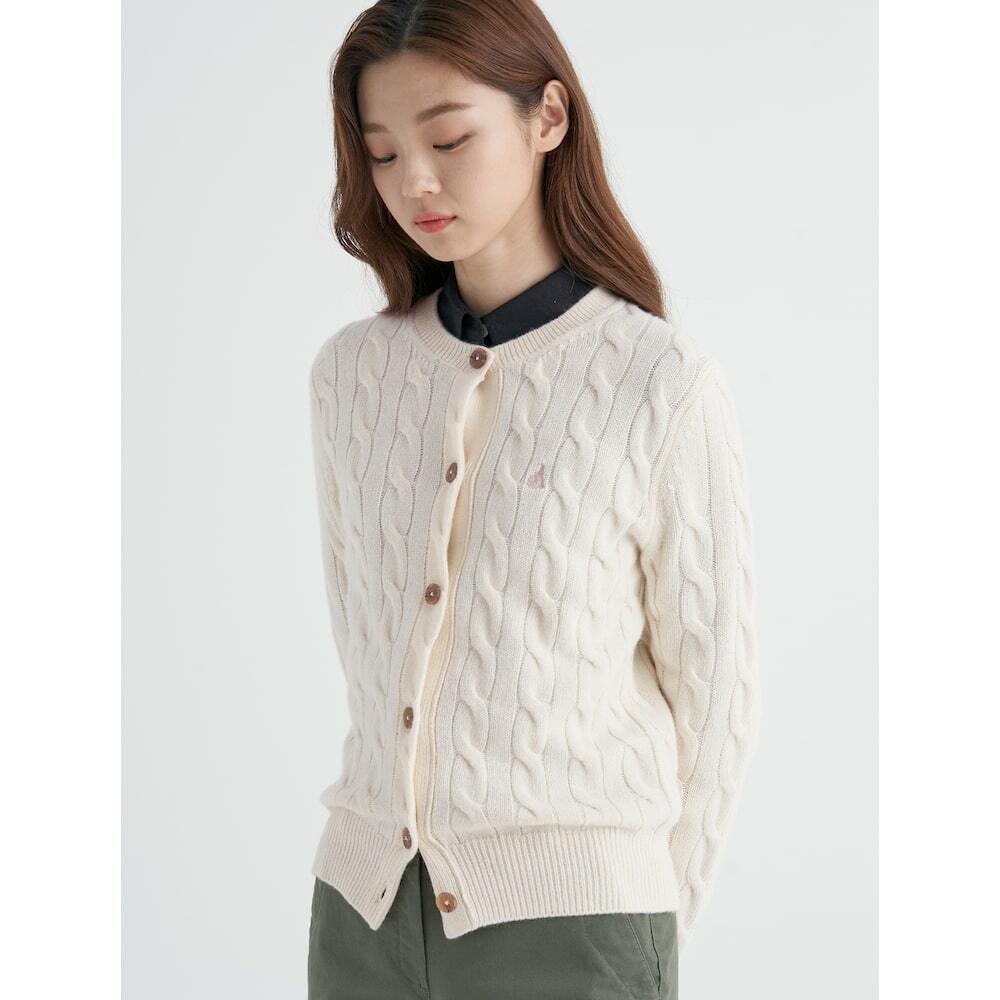 빈폴레이디스 울 캐시미어 케이블 카디건 BF295AUE10