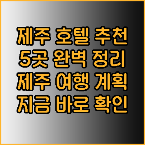제주도 호텔 추천 5곳 완벽 정리 제