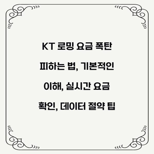 KT 로밍 요금 폭탄 피하는 법