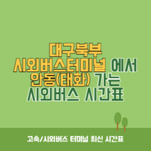 대구북부시외버스터미널에서 안동(태화) 가는 시외버스 시간표 최신정보