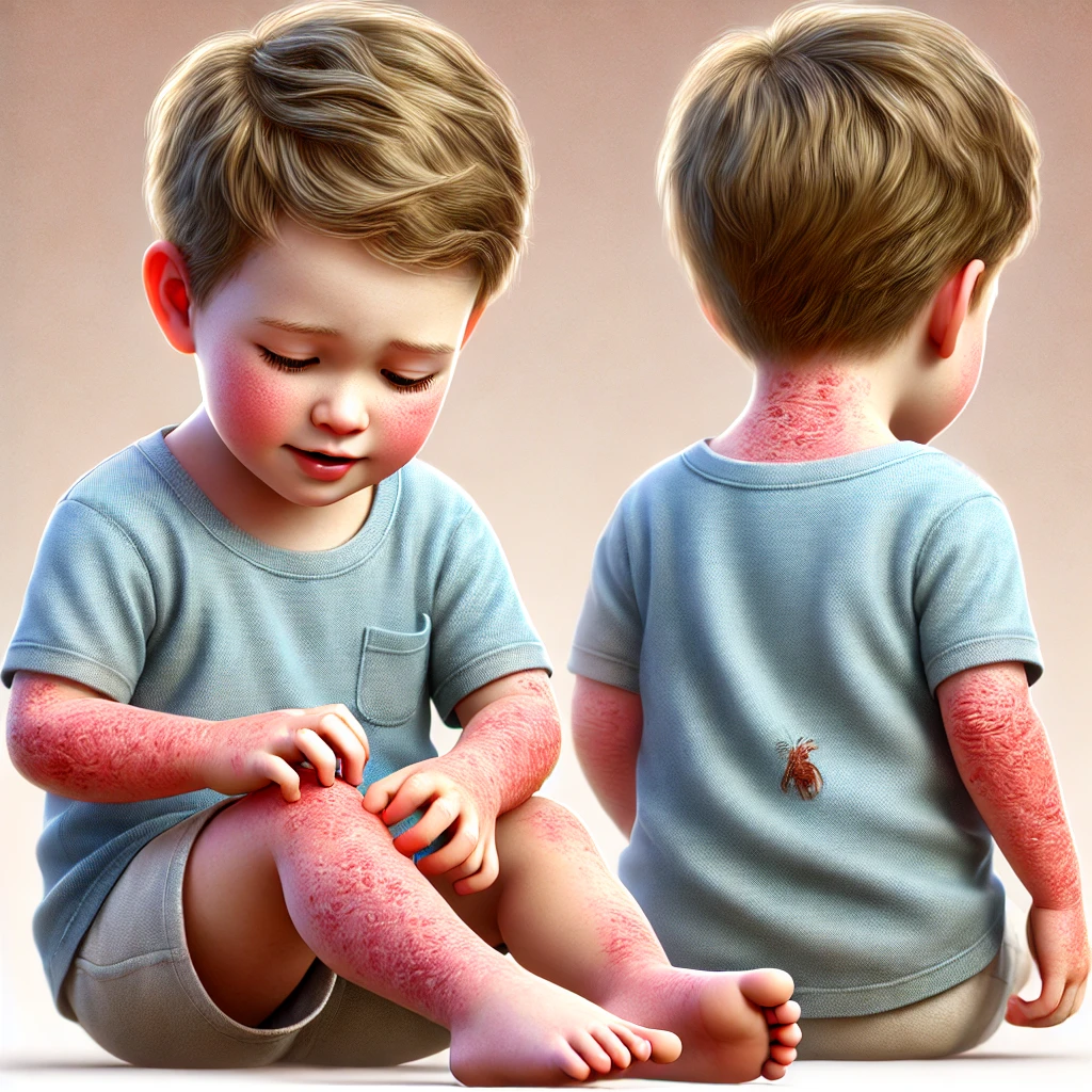 아토피로 가렵고 발적이 심한 어린이 이미지