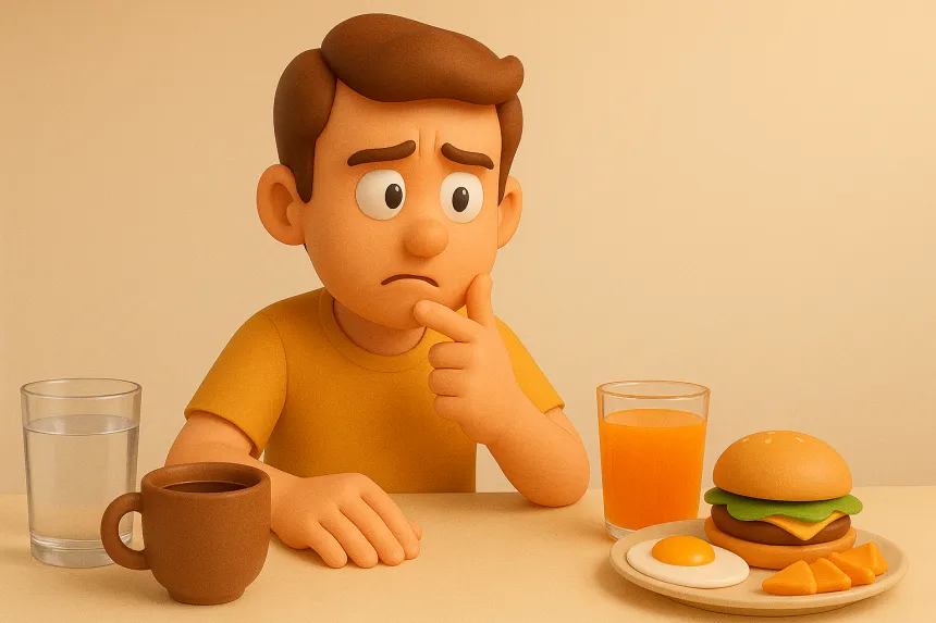 피검사 전 물 마셔도 되는지 고민하는 모습