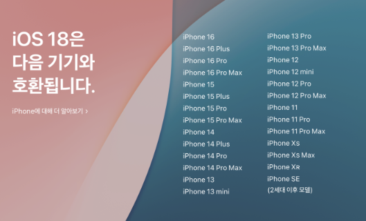 iOS 18 적용 모델