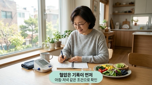 혈압 기록 아침 저녁 같은 조건 측정 중요성