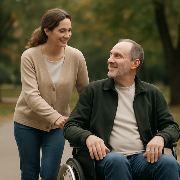 장애인과 보호자 사진