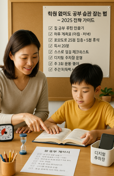 학원 없이도 공부 습관 잡는 법 – 초등 자녀를 위한 2025 전략 가이드