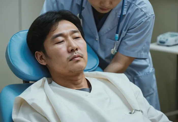 시술 후 어깨 가동 범위가 넓어진 걸 확인하는 장면