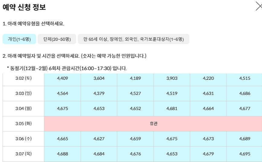 청와대 관람신청