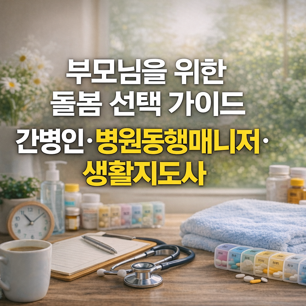 부모님 돌봄 서비스|간병인·병원동행매니저·생활지도사 3대 차이 분석