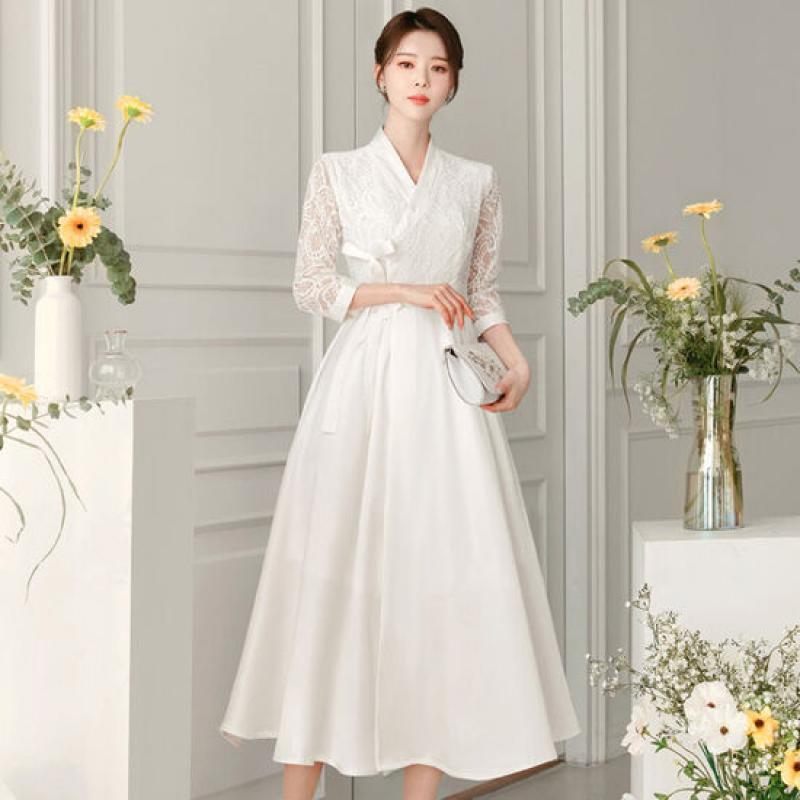 시크라인 레이스 생활한복 새틴 스커트 철릭 원피스 P319901937