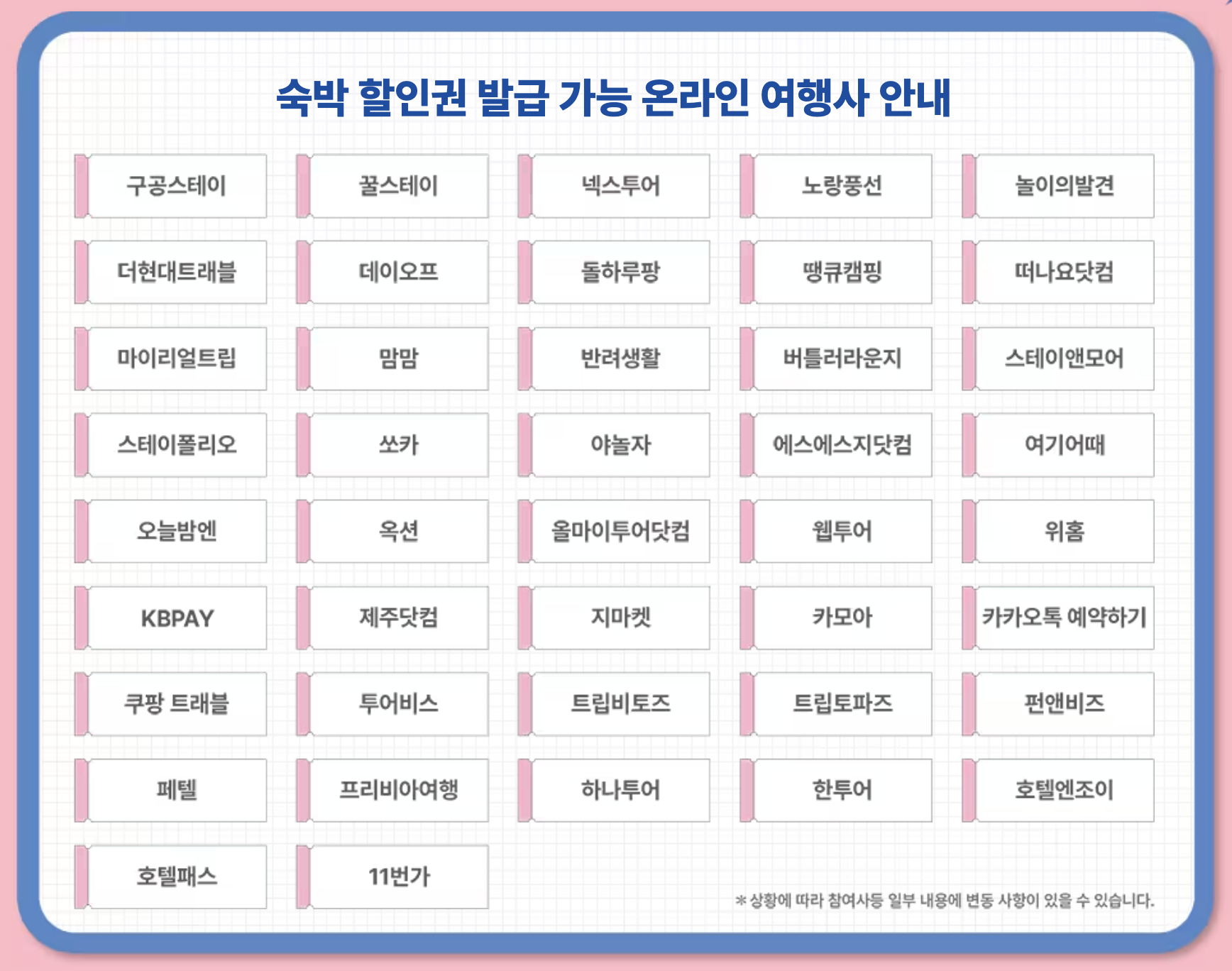 2025 대한민국 봄맞이 숙박세일 페스타! 호텔, 콘도, 리조트, 펜션 등 숙박비용 요금 최대 30,000원 할인!