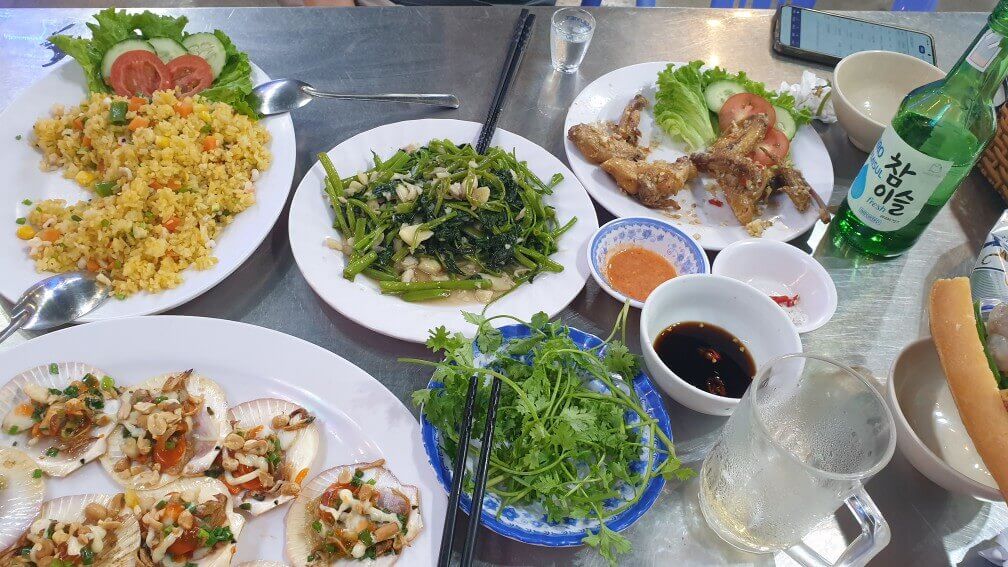 다낭 환전 팁, 해산물볶음밥, 가리비구이, 모닝글로리