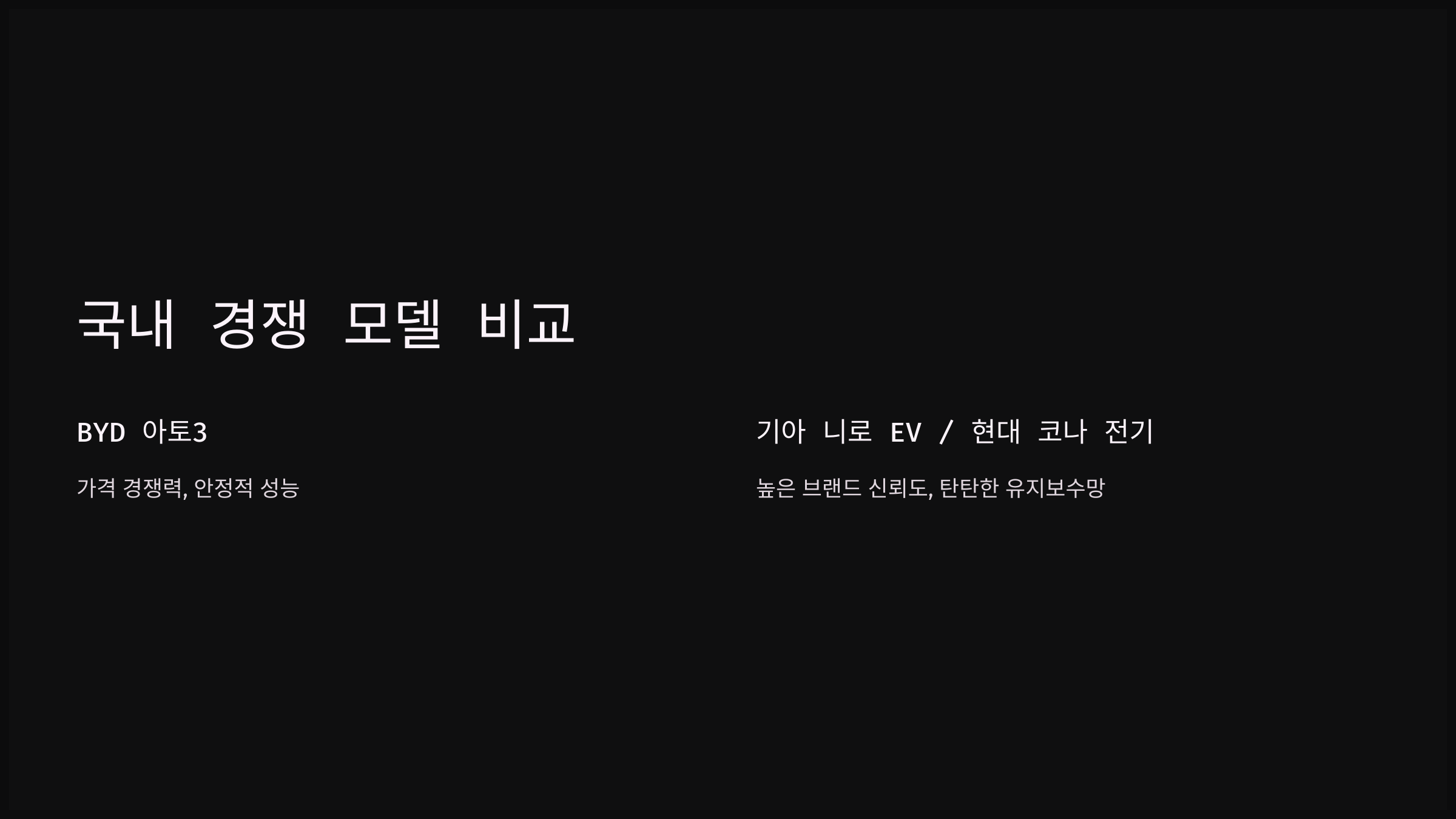 국내 경쟁 모델 비교