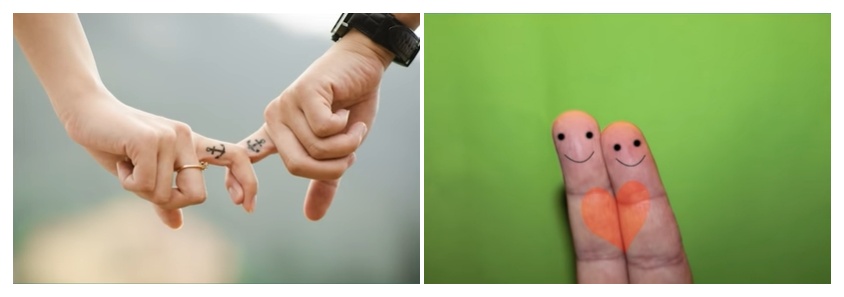 남성과 여성이 손가락을 붙인 모습