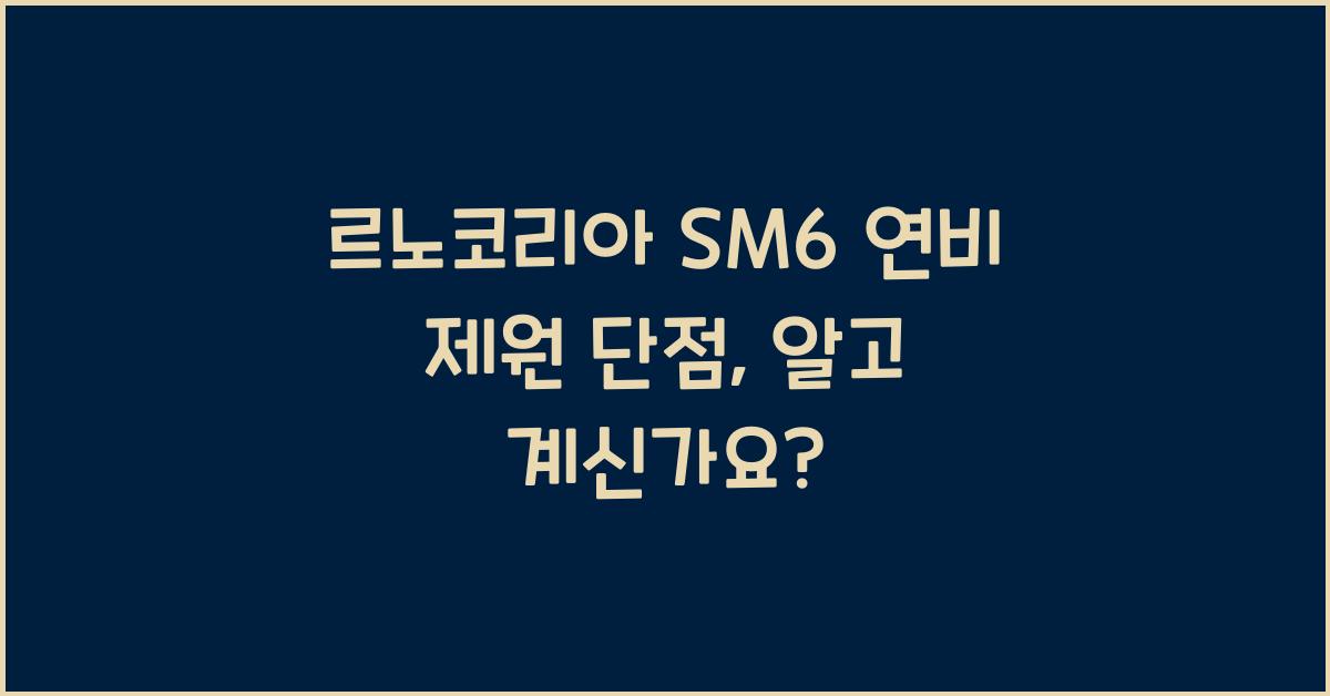 르노코리아 SM6 연비 제원 단점