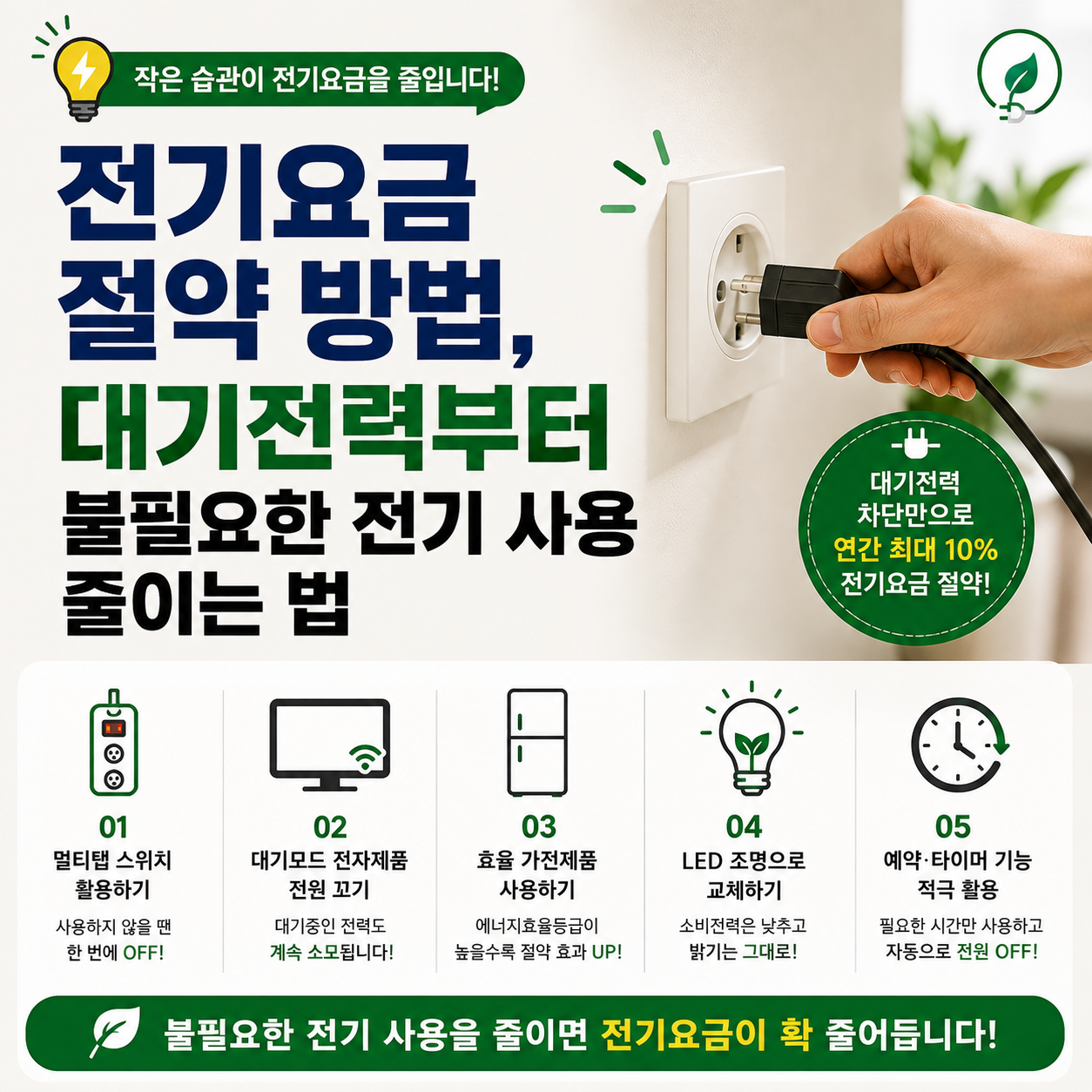 전기요금 절약 방법, 대기전력부터 불필요한 전기 사용 줄이는 법