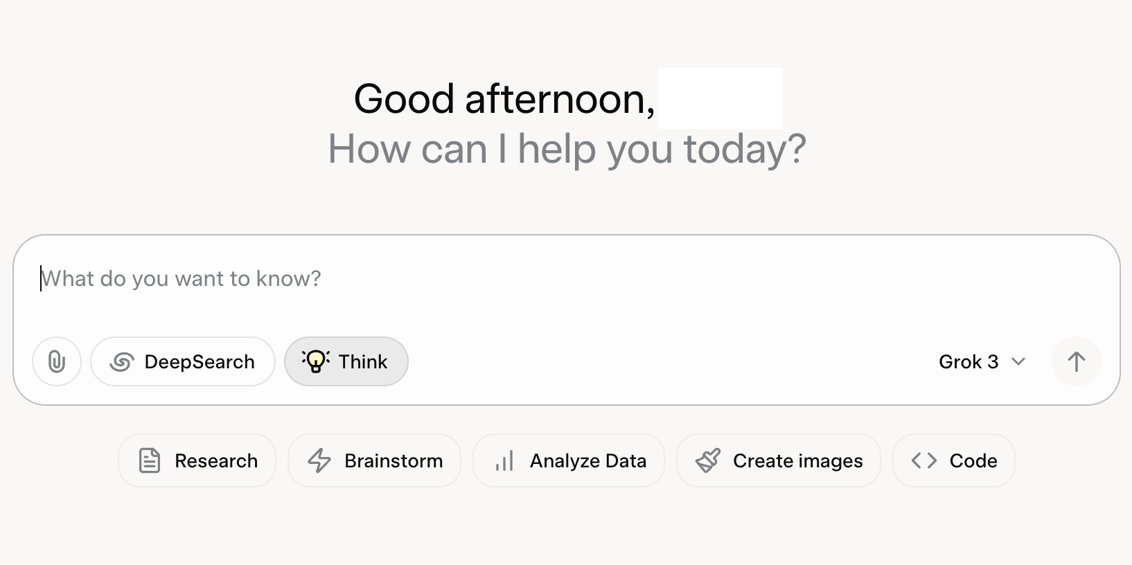 그록 로그인 후 프롬프트 입력하는 화면, 대부분 AI가 비슷한 모습이다