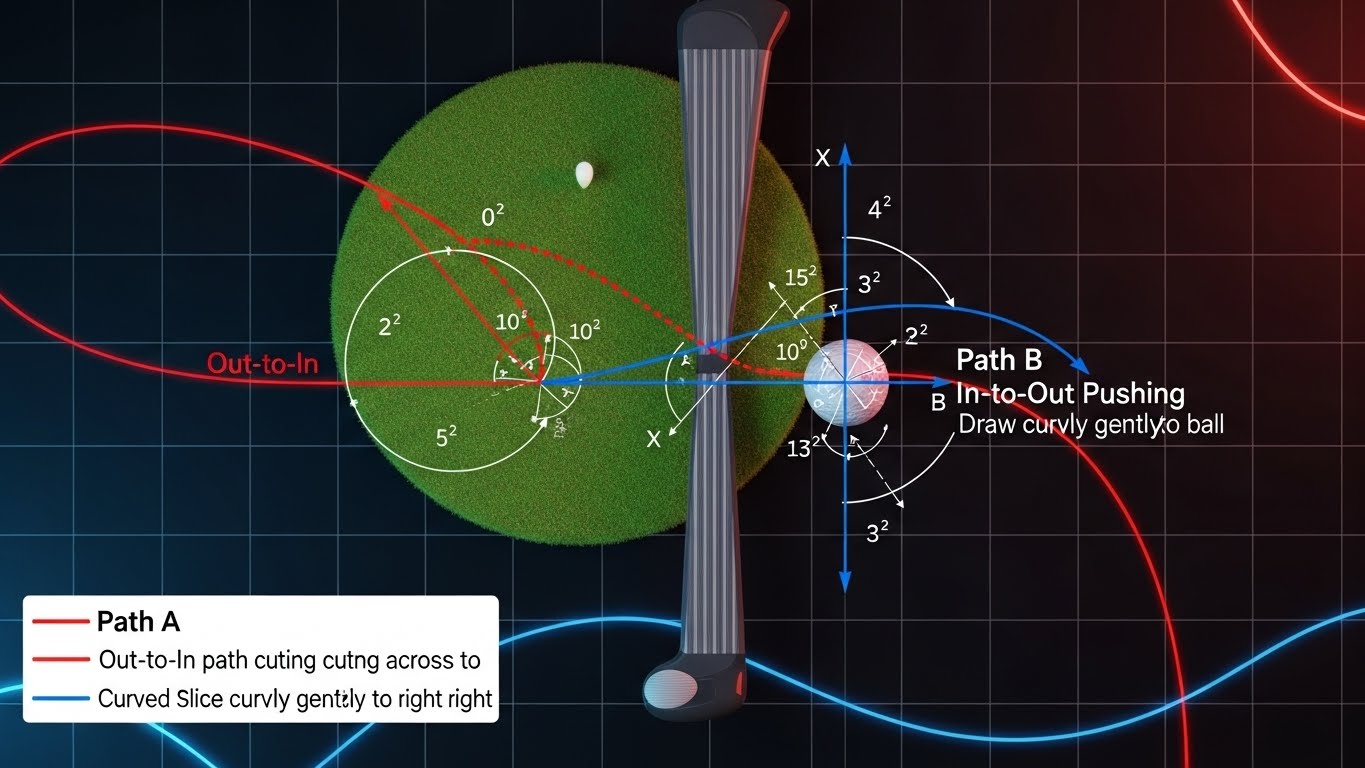 골프 슬라이스 원인인 아웃인 궤도와 드로우 구질을 만드는 인아웃 궤도 비교 분석