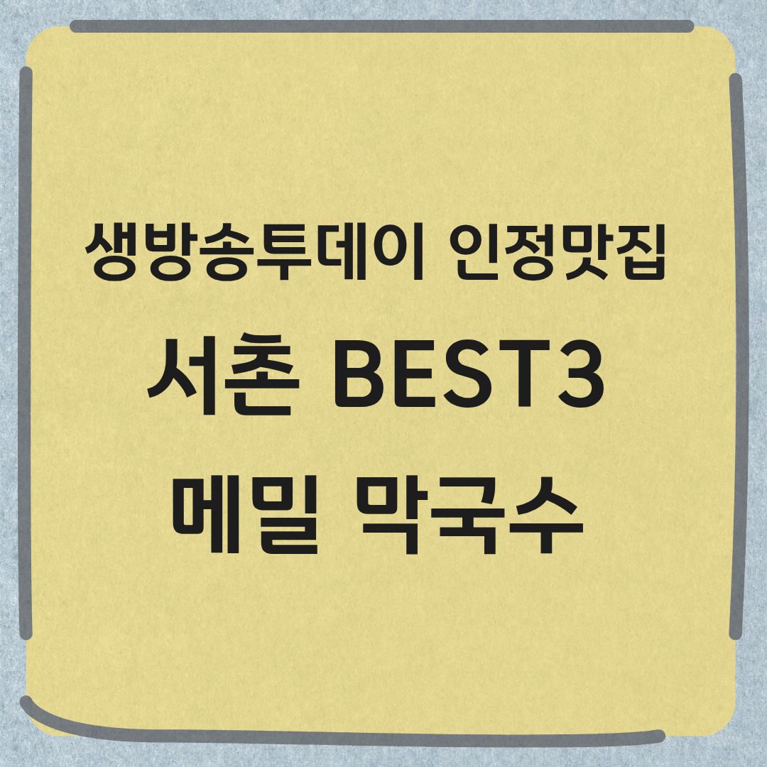 생방송투데이 인정맛집 서촌 BEST3 메밀 막국수 맛집 정보