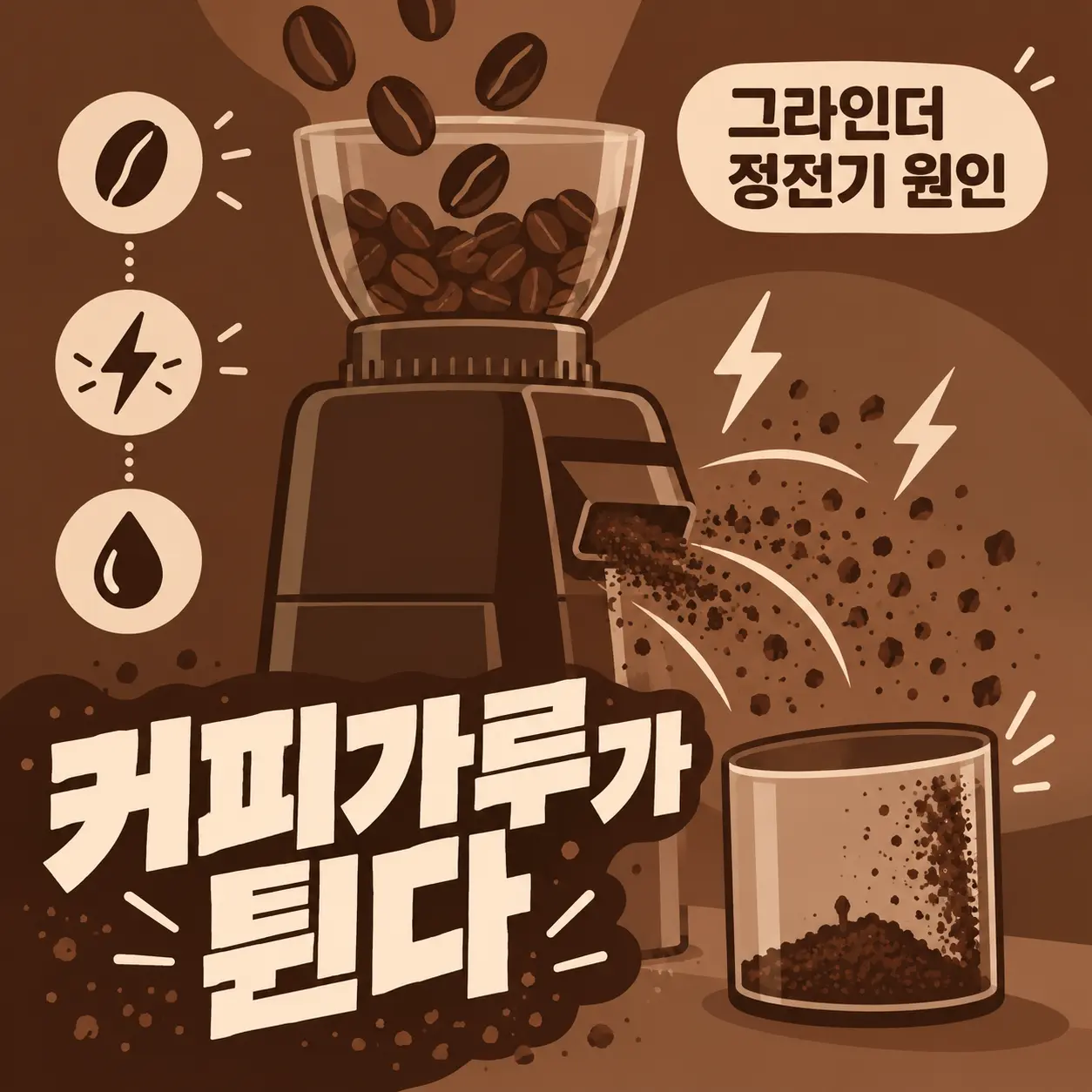 커피 그라인더 원두가루가 사방에 튀는 이유와 정전기 줄이는 법
