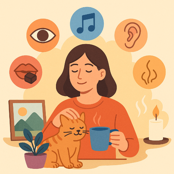 스트레스 해소를 위한 감각 자극 요법에 대한 일러스트 이미지