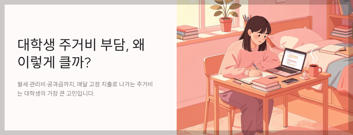 "대학생 주거비 부담, 왜 이렇게 클까?" 문구 이미지