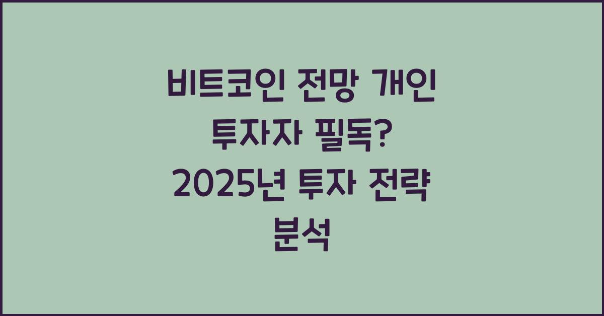 비트코인 전망 개인 투자자